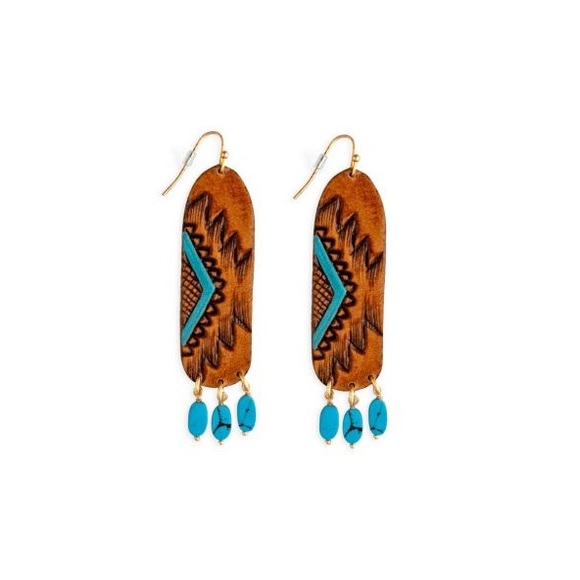 NWT Totem Hand-Tooled Leather Earrings - Picture 4 of 4